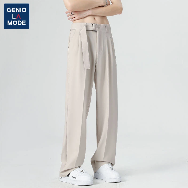GENIO LAMODE凉呼呼休闲西裤男士设计感夏季宽松垂感百搭西装裤子