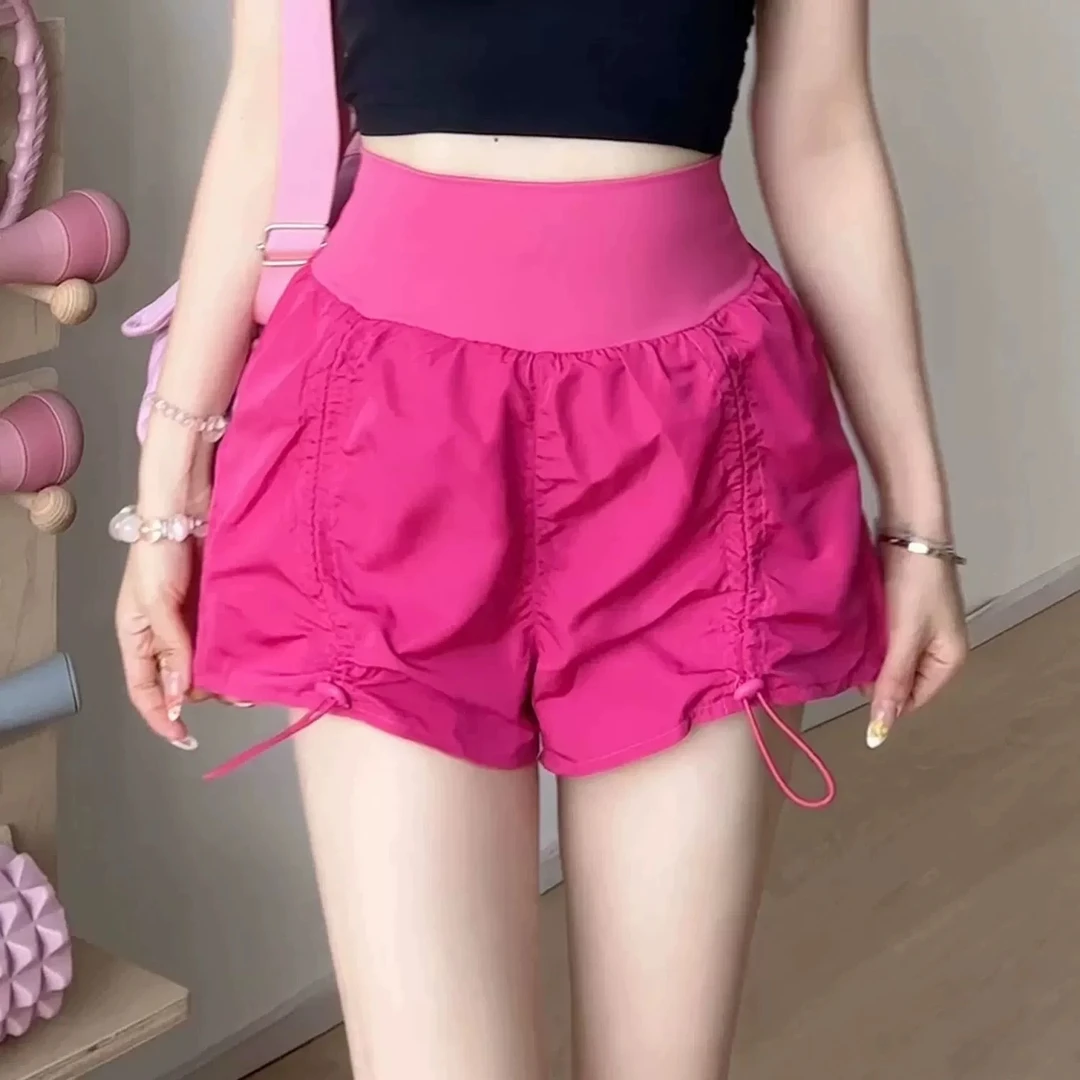 skinofskin抽绳假两件运动短裤女夏季防走光高腰健身紧身瑜伽外穿