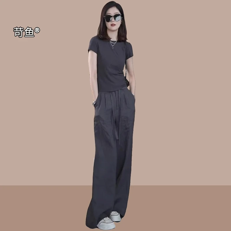 苛鱼灰色高级感时尚套装女干练气质女神范今年流行夏装搭配一整套