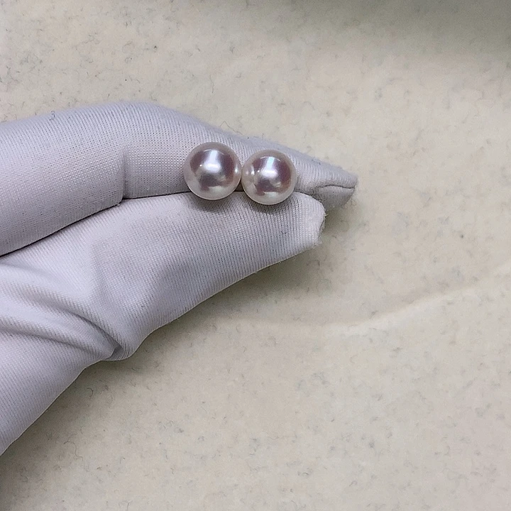 耳钉7.5-8海水珍珠18K金镶嵌