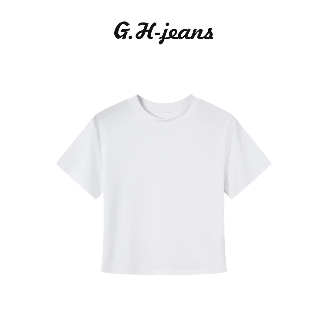 【G.H】夏季新款明星同款白黑色纯色圆领亲肤休闲百搭短袖T恤