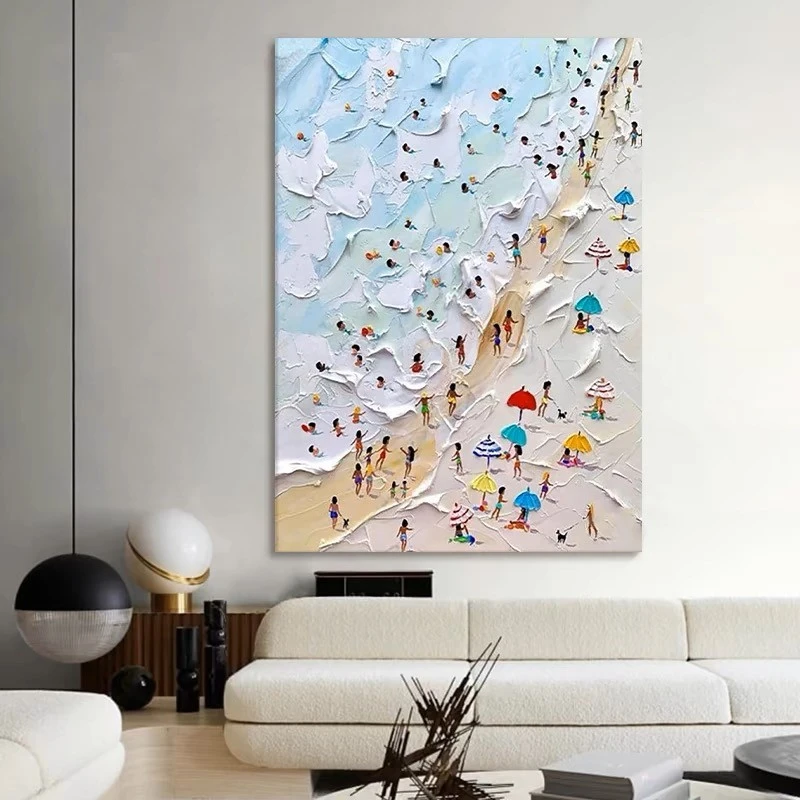 现代壁画原创立体侘寂风客厅沙发背景新款装饰画艺术挂画手绘油画