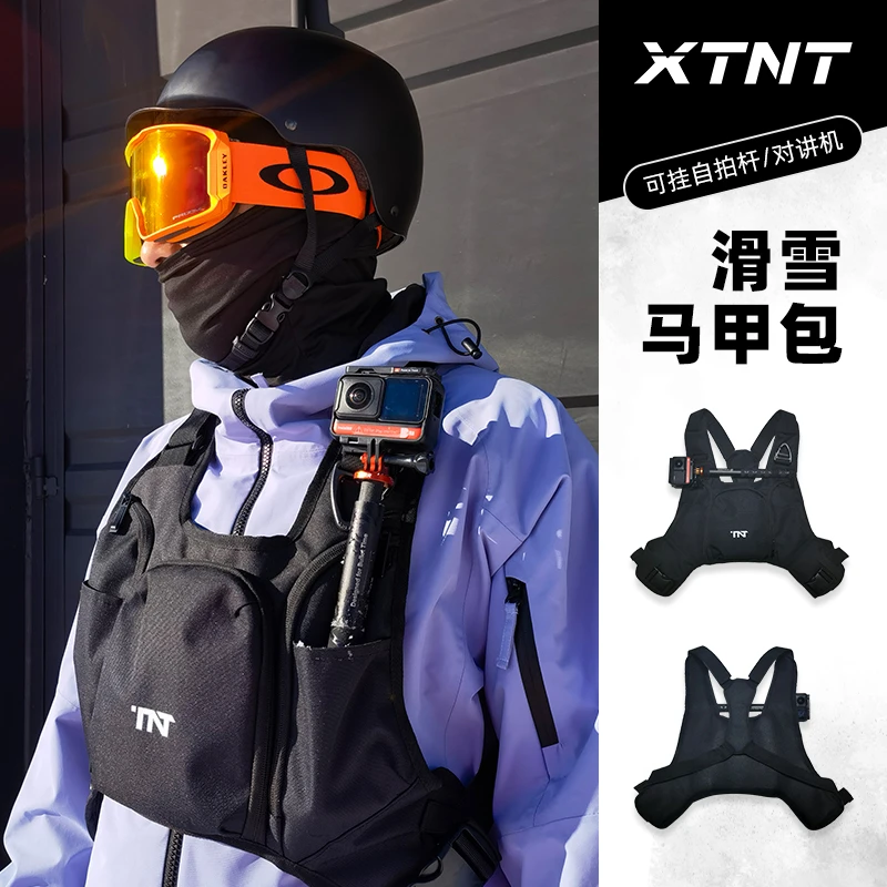 滑雪战术马甲可放自拍杆潮牌滑雪背包机能风战术马甲背心包