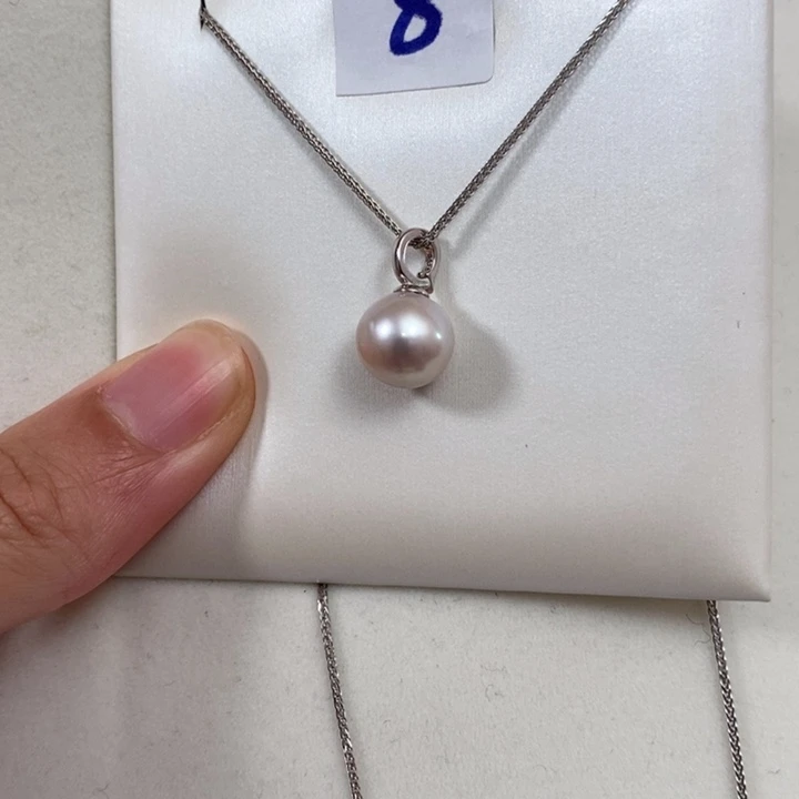 淡水珍珠颈饰银S925镶嵌9-10万能不带链