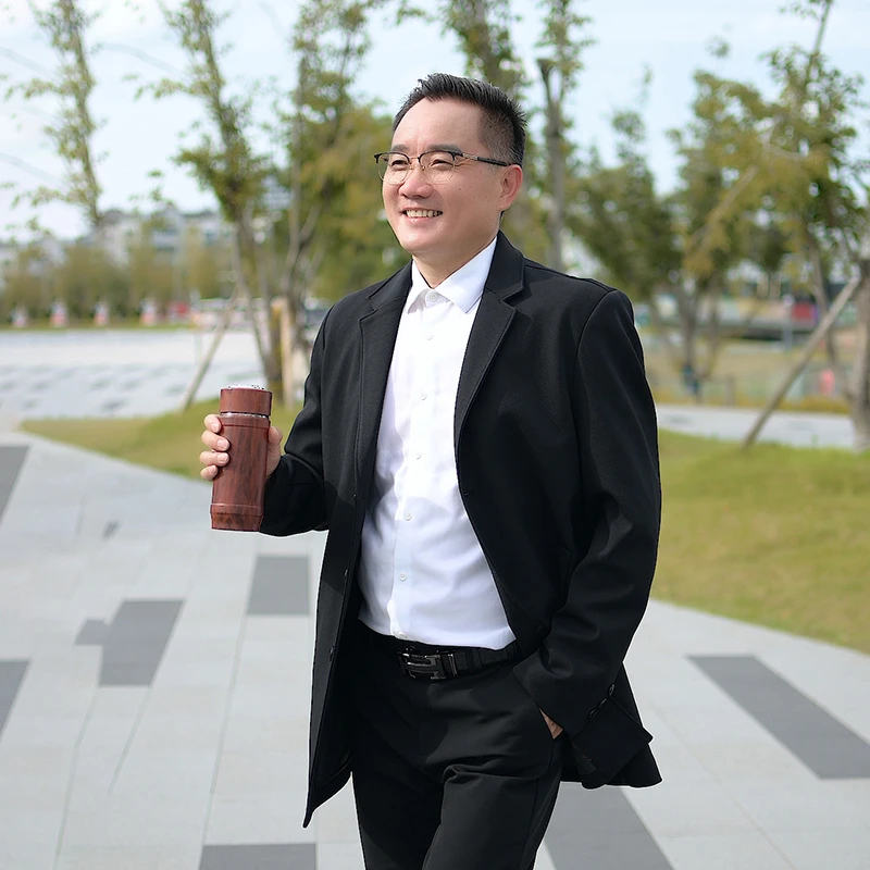 加大码爸爸春秋外套中长款西装领中老年风衣男肥佬装中年男士大衣