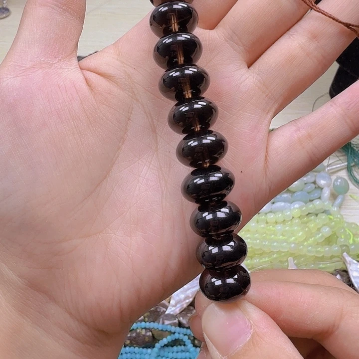 水晶珠宝半成品未镶嵌卡14茶晶飞碟（10颗）