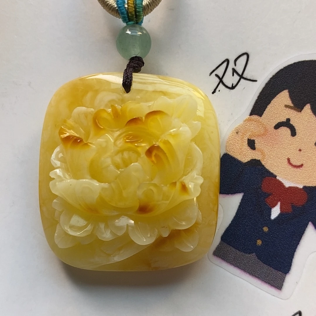 定制琥珀未镶嵌牡丹花
