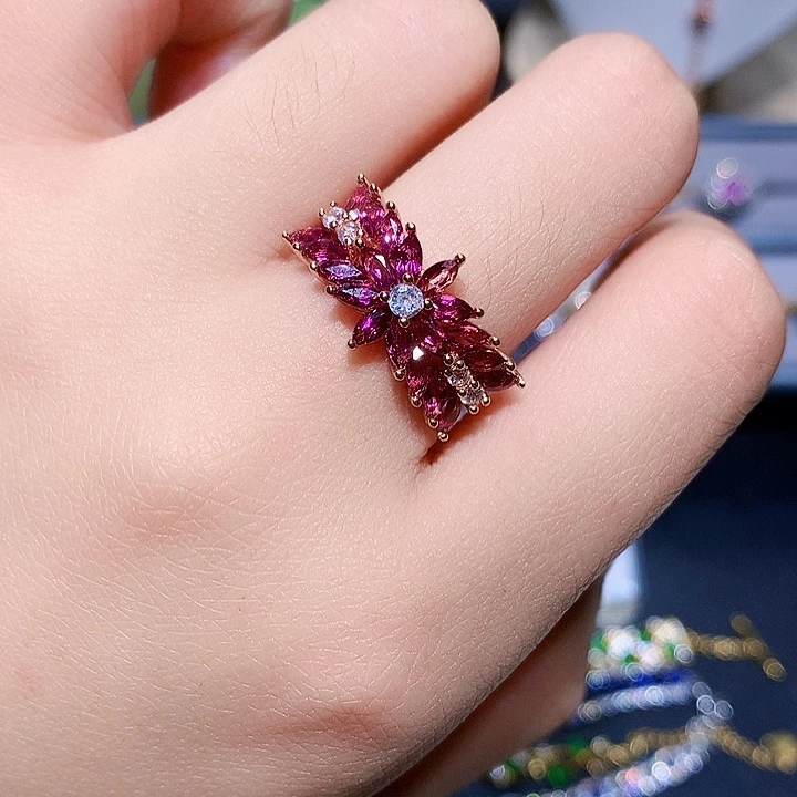 戒指银S925镶嵌石榴石