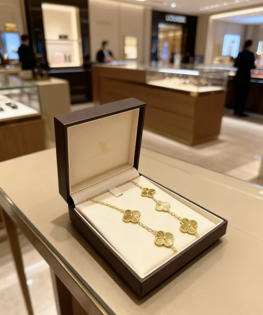 铜合金手链 铜合金【晶饰】高级梵克四叶草五花手链四叶草手链手饰