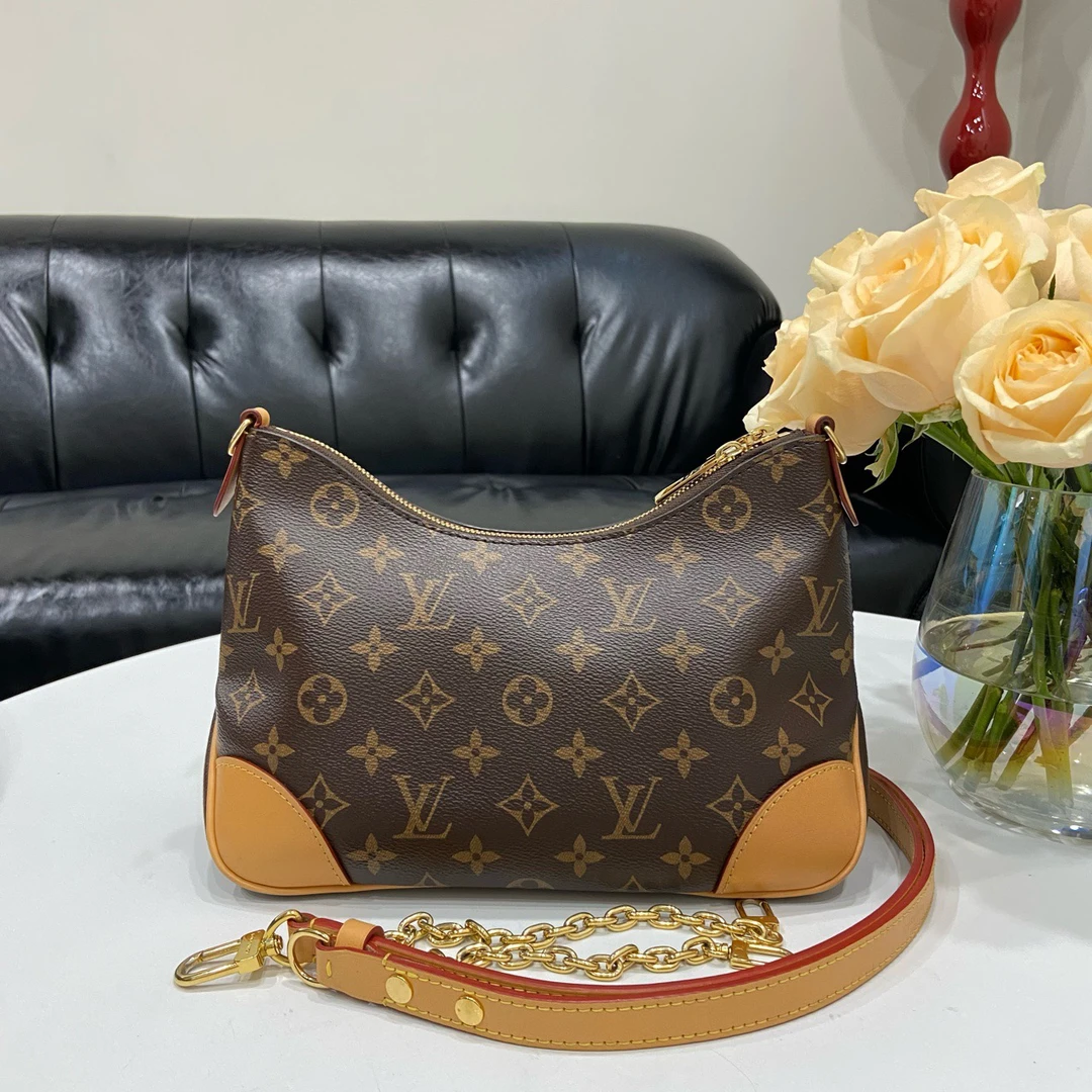 95新 LouisVuitton/路易威登 老花黄牛角斜挎包/芯片