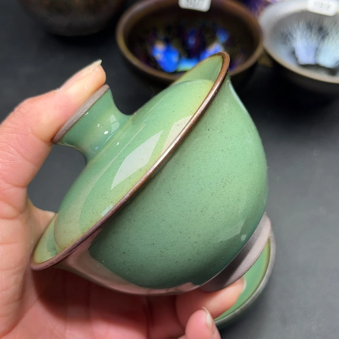 中***啡茶盏建盏单盏太好看了吧……两才盖碗