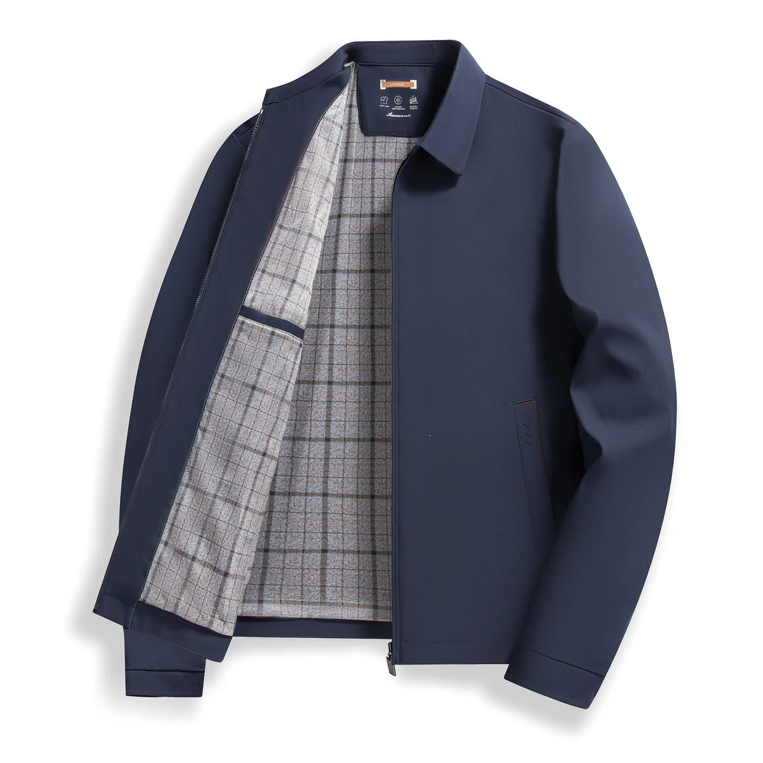 2025秋季新款翻领男士纯色商务休闲夹克短款上衣外套