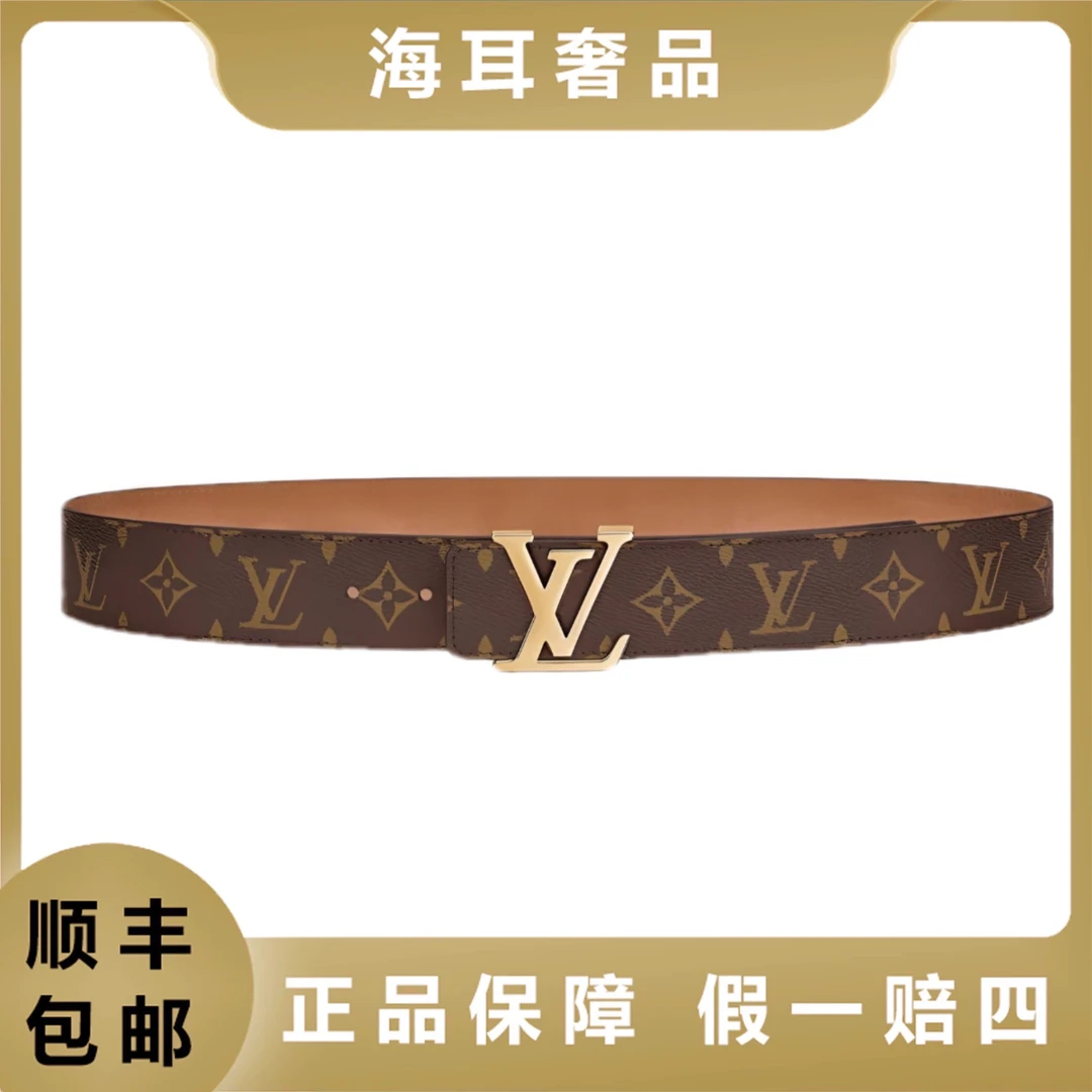 未使用 LouisVuitton/路易威登 100码金扣老花单面腰带18646030