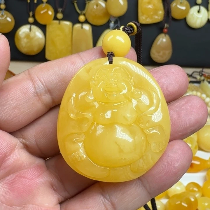 蜜蜡未镶嵌珠宝奇石弥勒佛