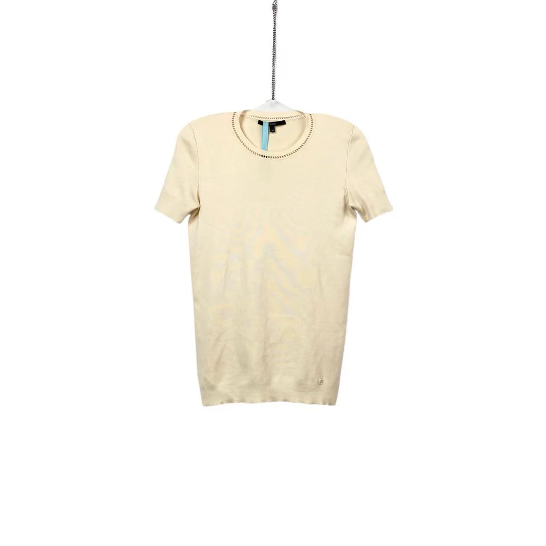 95新 GUCCI/古驰 18455 白色logo针织短袖 M码