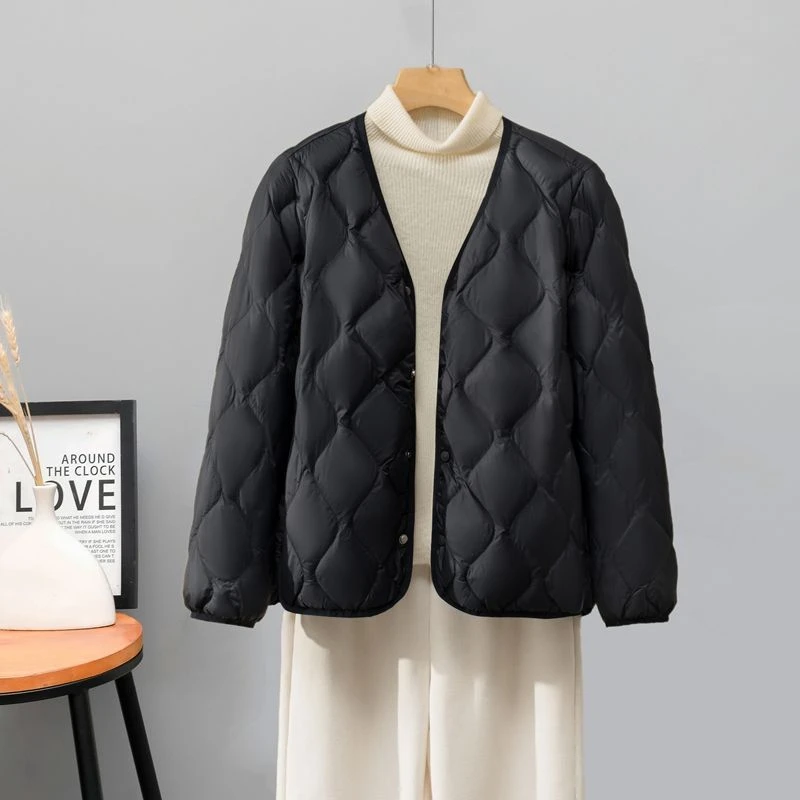 冬季白鸭羽绒服平湖90女保暖轻薄短款高端休闲夹克日韩版外套