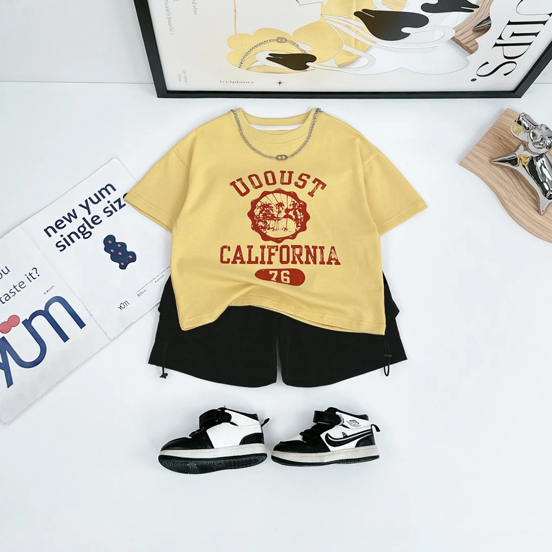 儿童套装夏季2025新款男童短袖两件套洋气潮 HZ25336悠悠童话童装