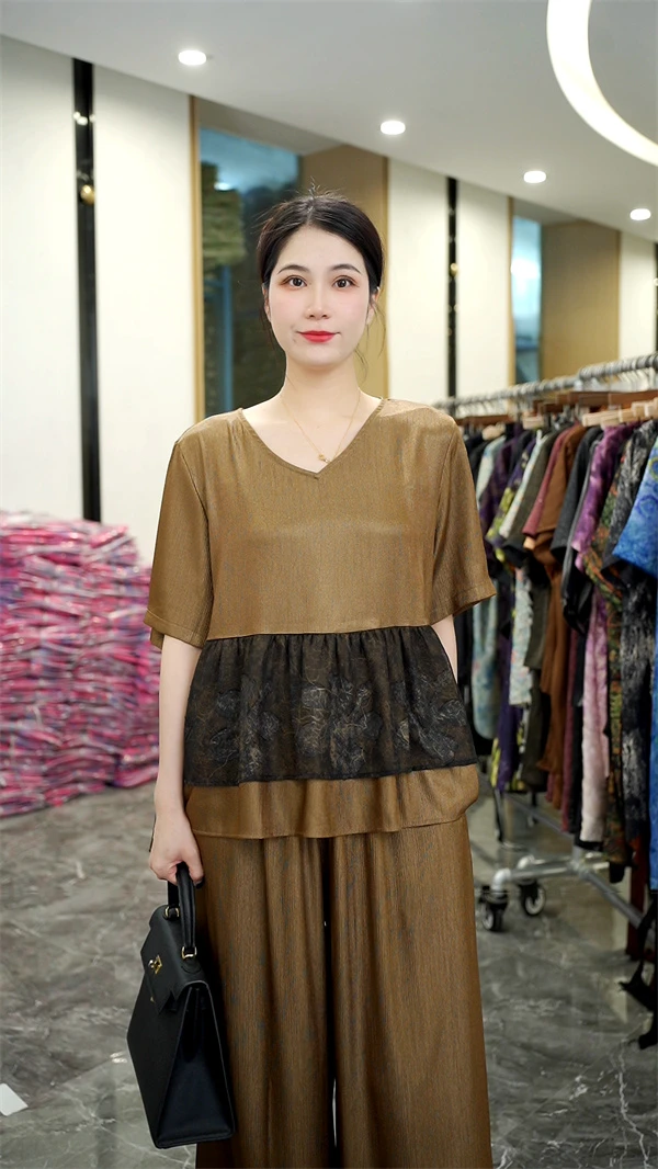 春款上新【归舟】时尚气质宽松上衣裤子显瘦大码套装-75761#