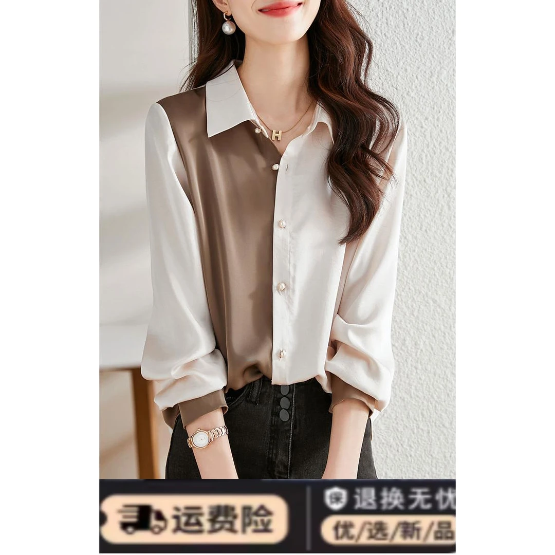 2024女装新款雪纺衫衬衫女大复古港味休闲上衣宽松女士长袖衬衣女
