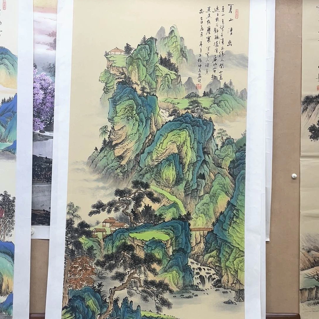 国画赤*驹手绘国画,精品山水,姜中文,卷轴