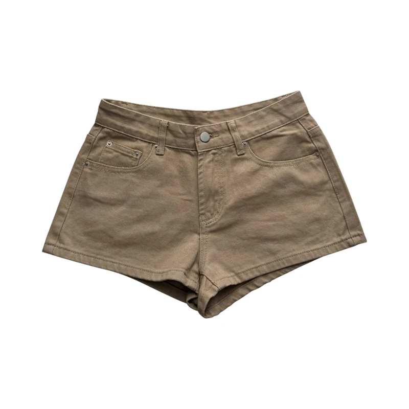 kickylun·卡其色牛仔短裤显瘦百搭