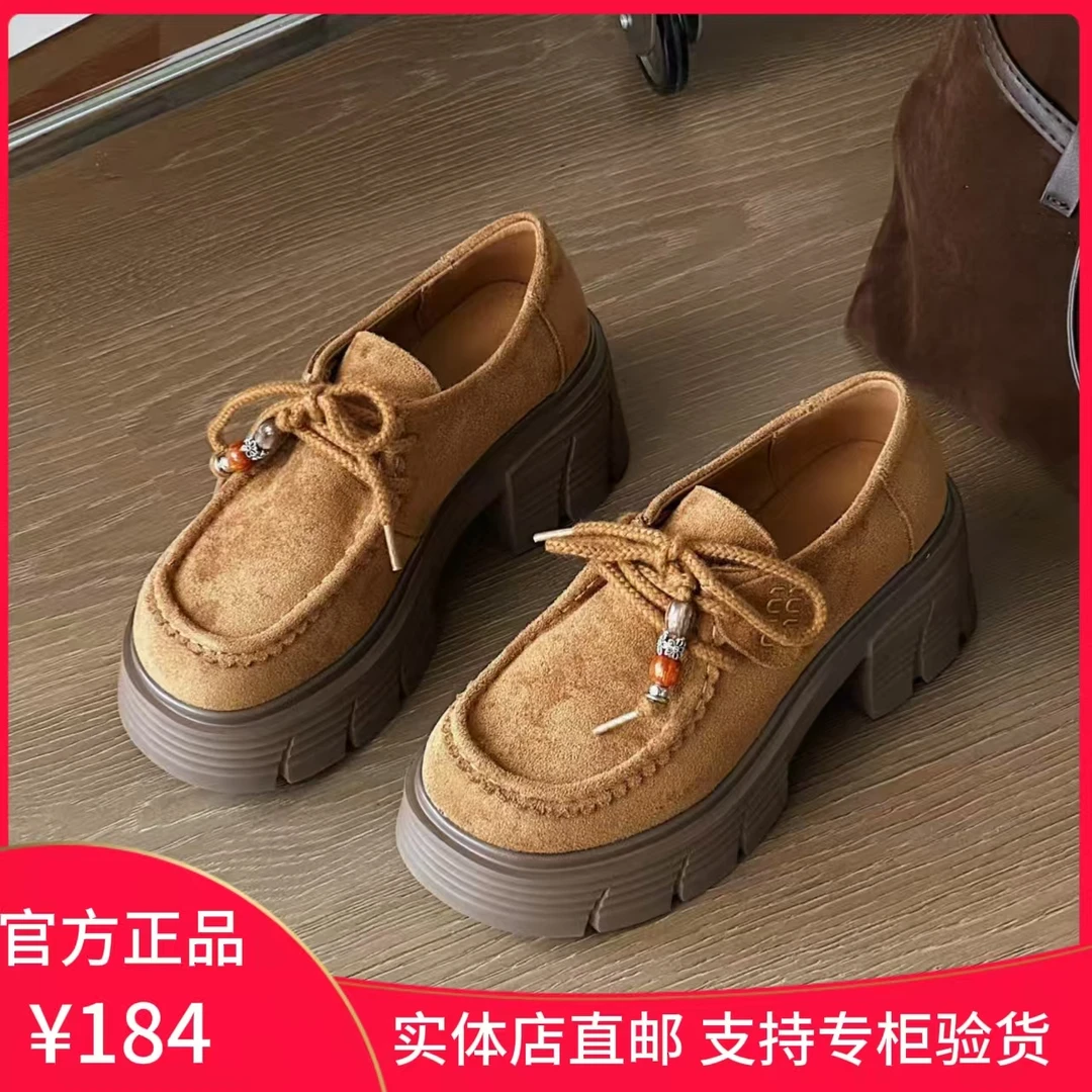 576522581佰诗奴松糕厚底乐福鞋2025年秋款英伦百搭勃肯轻便单鞋
