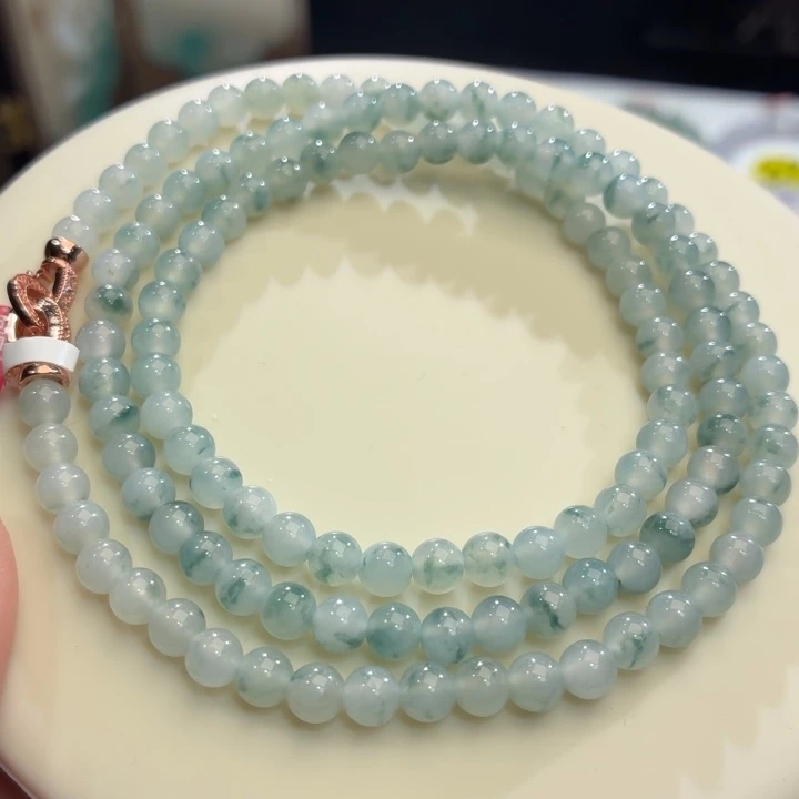 翡翠未镶嵌手链冰胶蓝飘卡5
