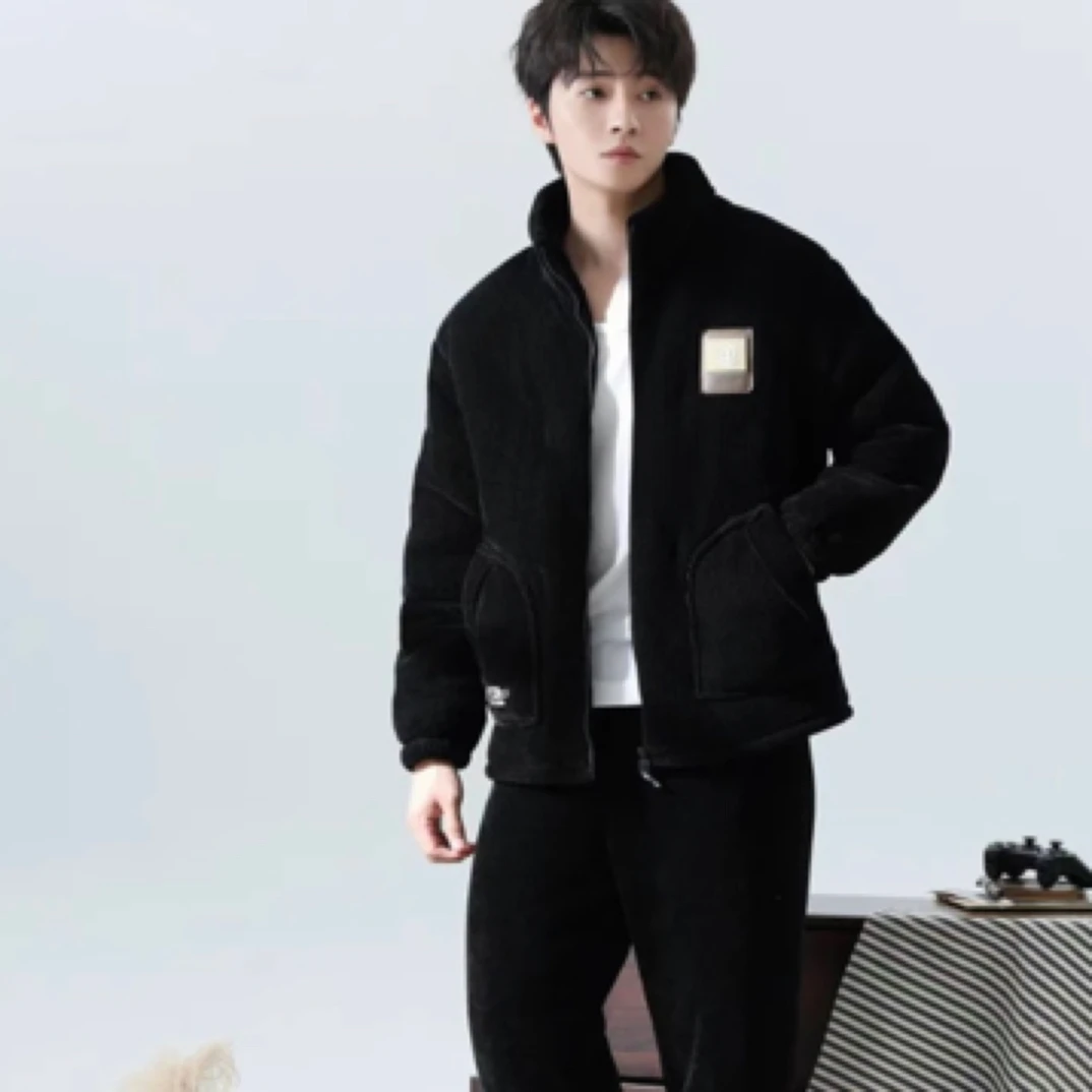 808款雪尼尔男士加厚保暖家居服套装