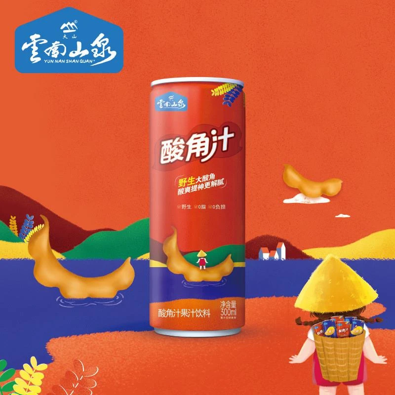 速发【大山云南山泉】酸角汁(果汁饮料）300ml*12罐酸爽提神更解