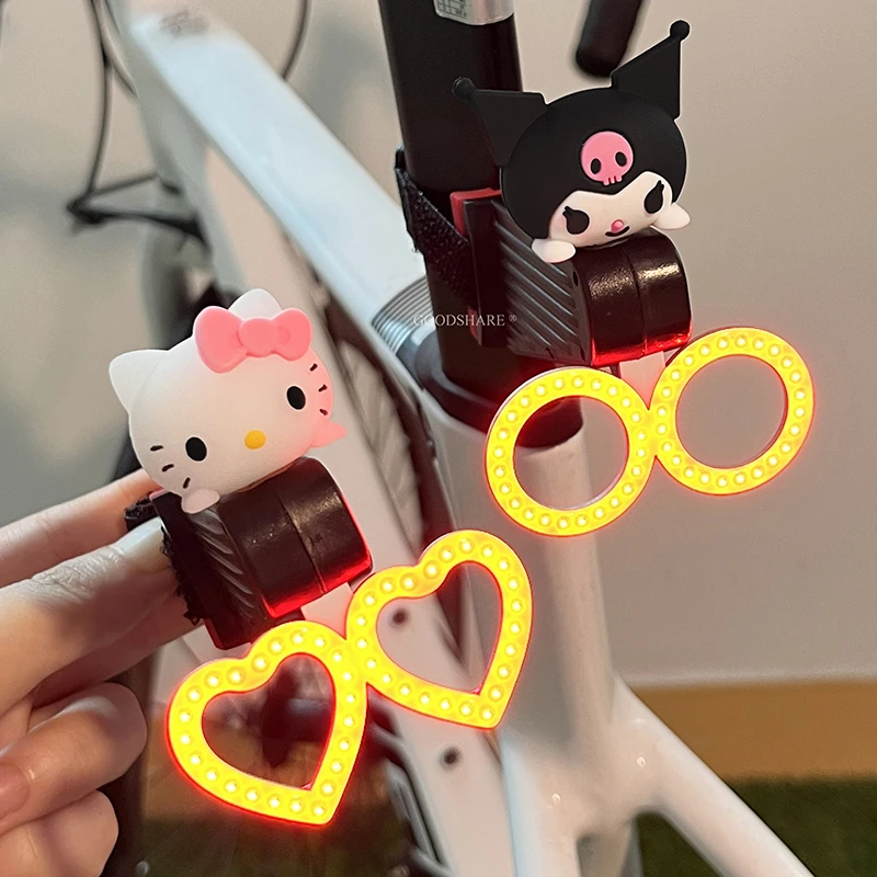 山地车自行车尾灯夜骑灯可爱卡通kt猫公路单车夜间骑行安全警示灯