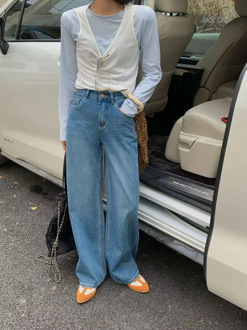 ·MY·2025新款浅蓝色牛仔裤窄版直筒显瘦牛仔裤