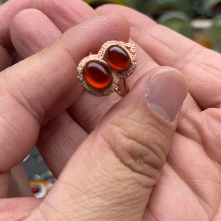 石榴石戒指银S925镶嵌