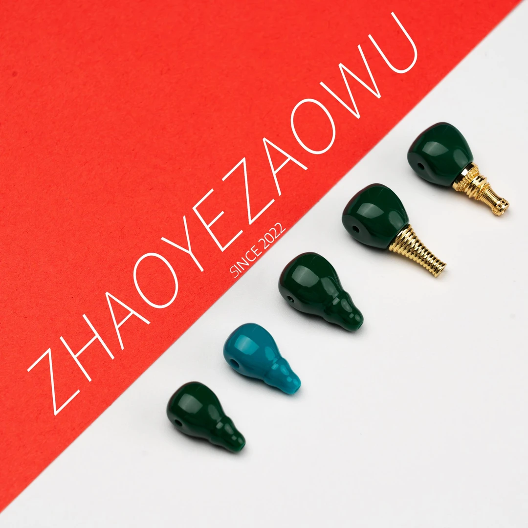 【照野造物】10mm、12mm蓝色绿色锦红三通文玩配饰琉璃