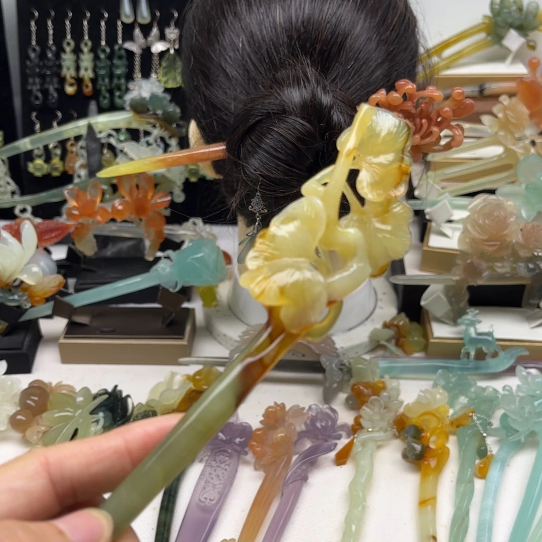 蛇纹石玉合金发簪