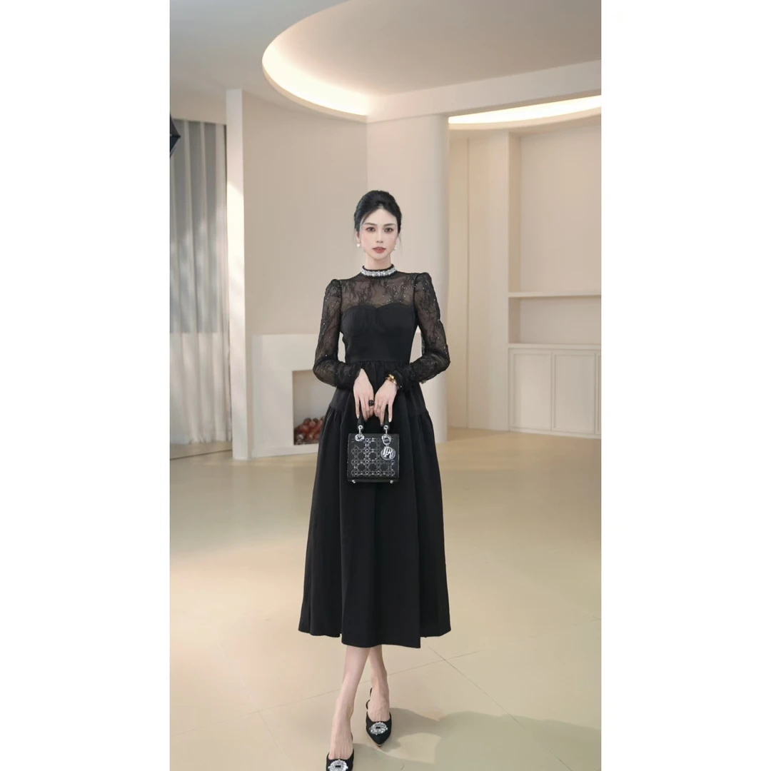 【宝总】夏季女设计感法式修身收腰显瘦气质名媛连衣裙9965