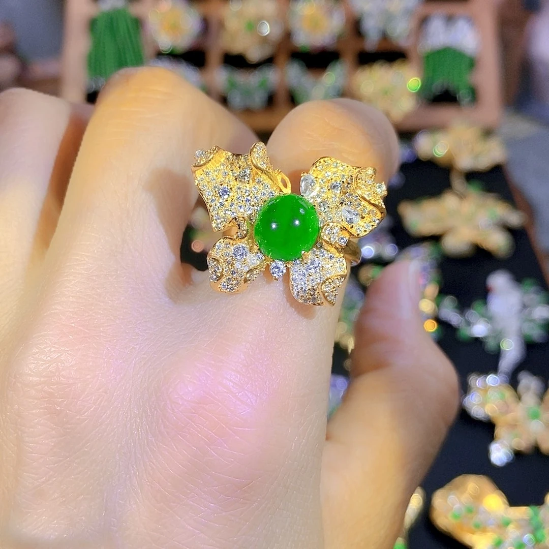 吊坠(不含链)银S925镶嵌翡翠