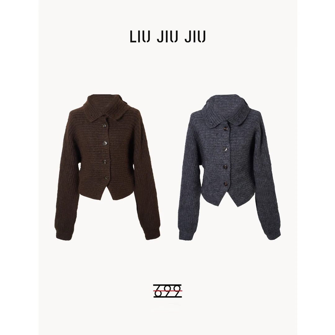 LIUJIUJIU 韩版时尚气质慵懒风宽松单排扣设计款针织外套WT4942L