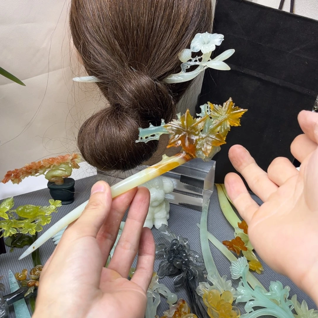 蛇纹石玉合金发饰