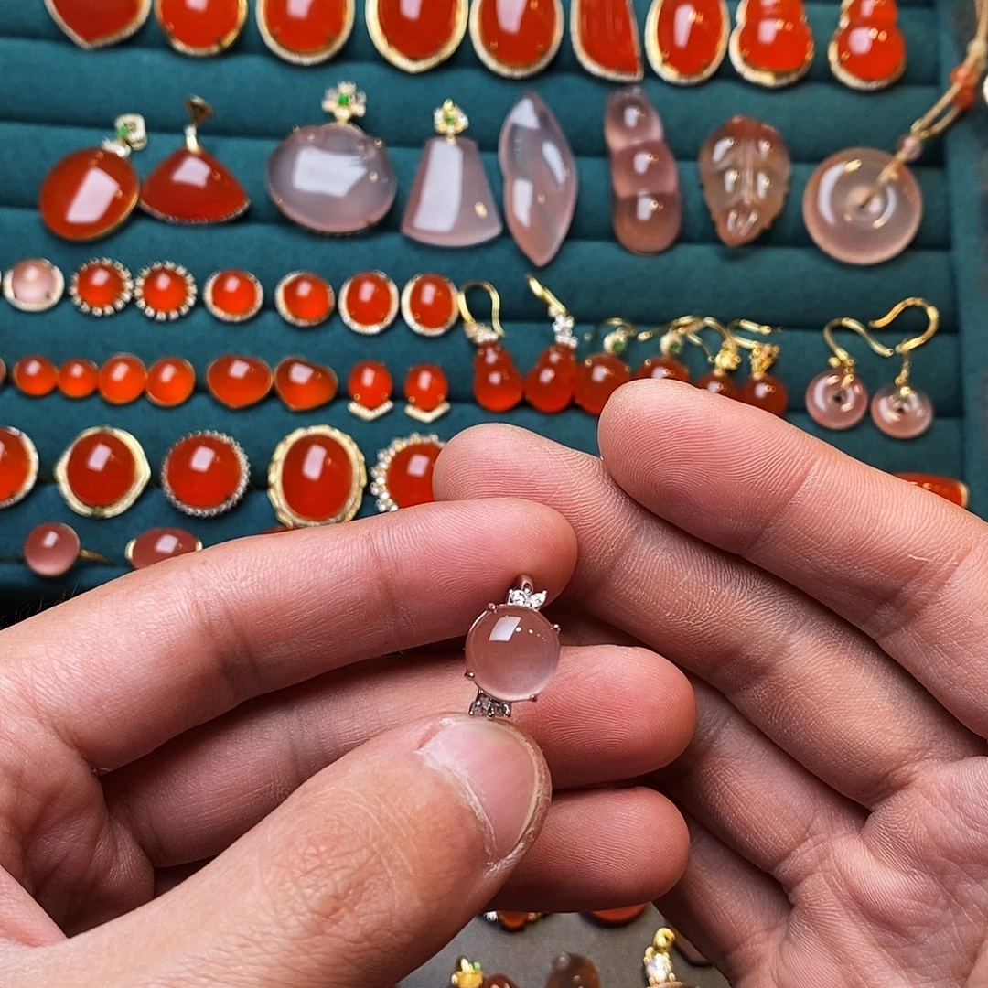 南红玛瑙银S925镶嵌戒指