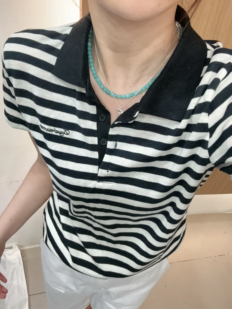 【金酉钱】夏季 条纹polo短袖