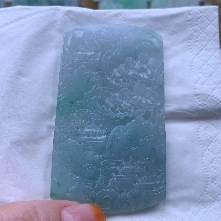 定制翡翠未镶嵌挂件山水挂件