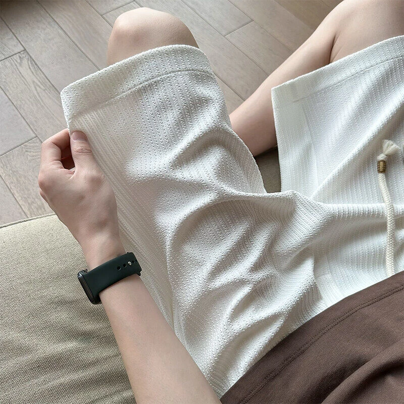 冰丝短裤男夏季薄款五分裤褶皱肌理感裤子休闲宽松运动美式篮球裤
