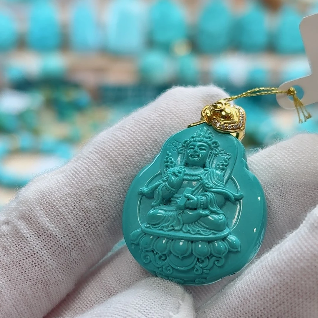 绿松石18K金镶嵌珠宝奇石