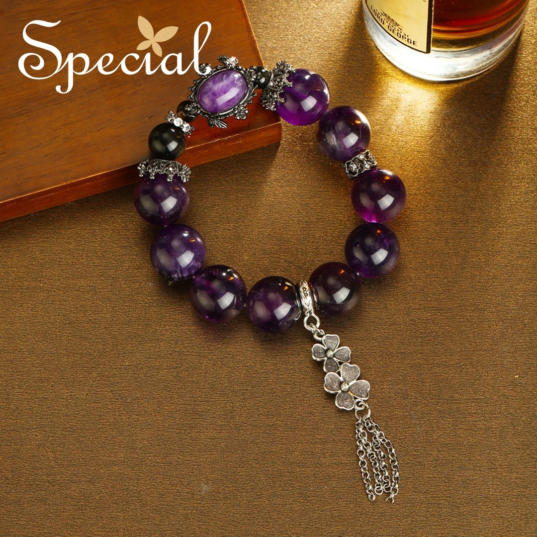 special  时尚轻奢手工银耀石紫水晶手链手串 幽梦曳影