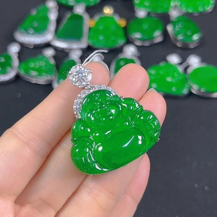 翡翠银S925镶嵌吊坠(不含链)