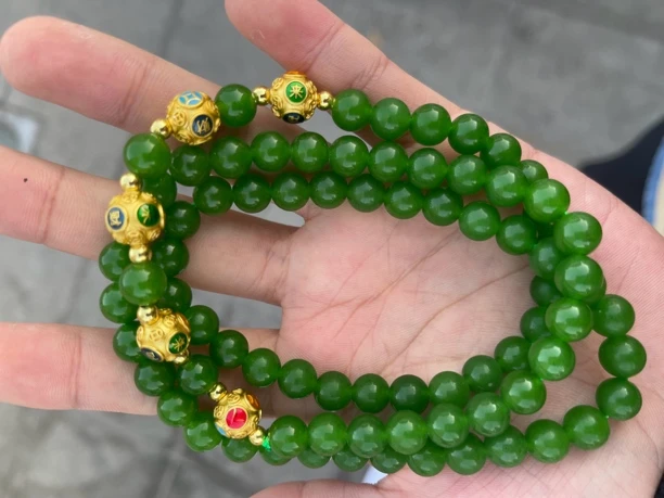 新疆山料辣阳绿 卡8 项链 设计款 高端大气