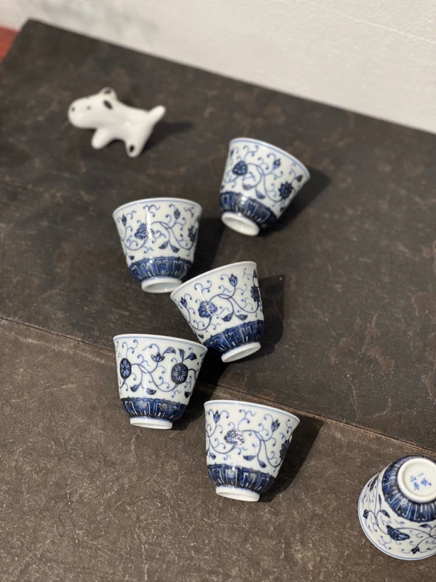 茶具主人杯青花缠枝闻香杯功夫茶杯 一呡茶器