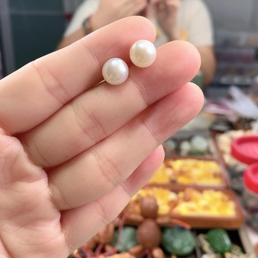 银S925镶嵌耳饰淡水珍珠