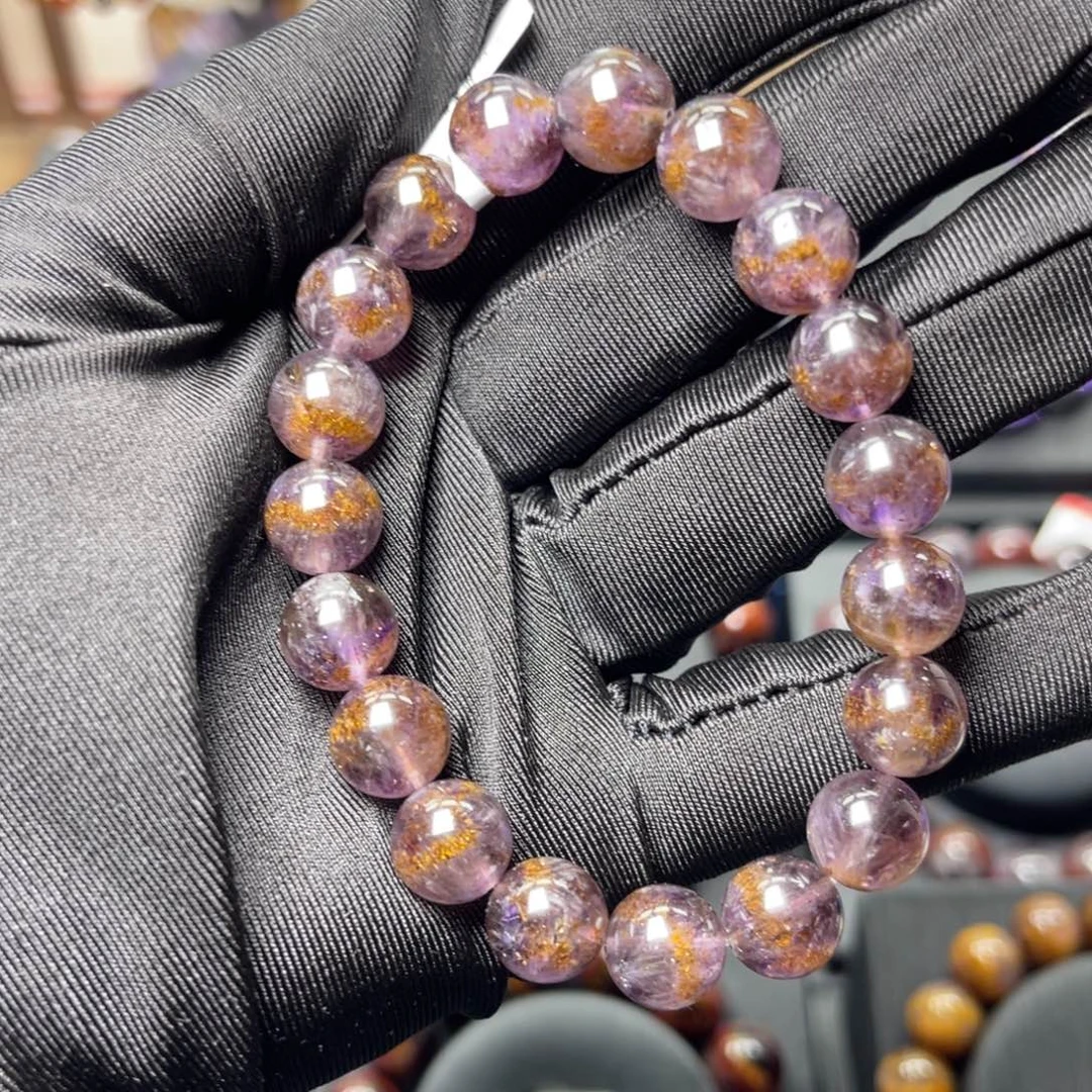 水晶未镶嵌手链极光紫钛单圈10mm