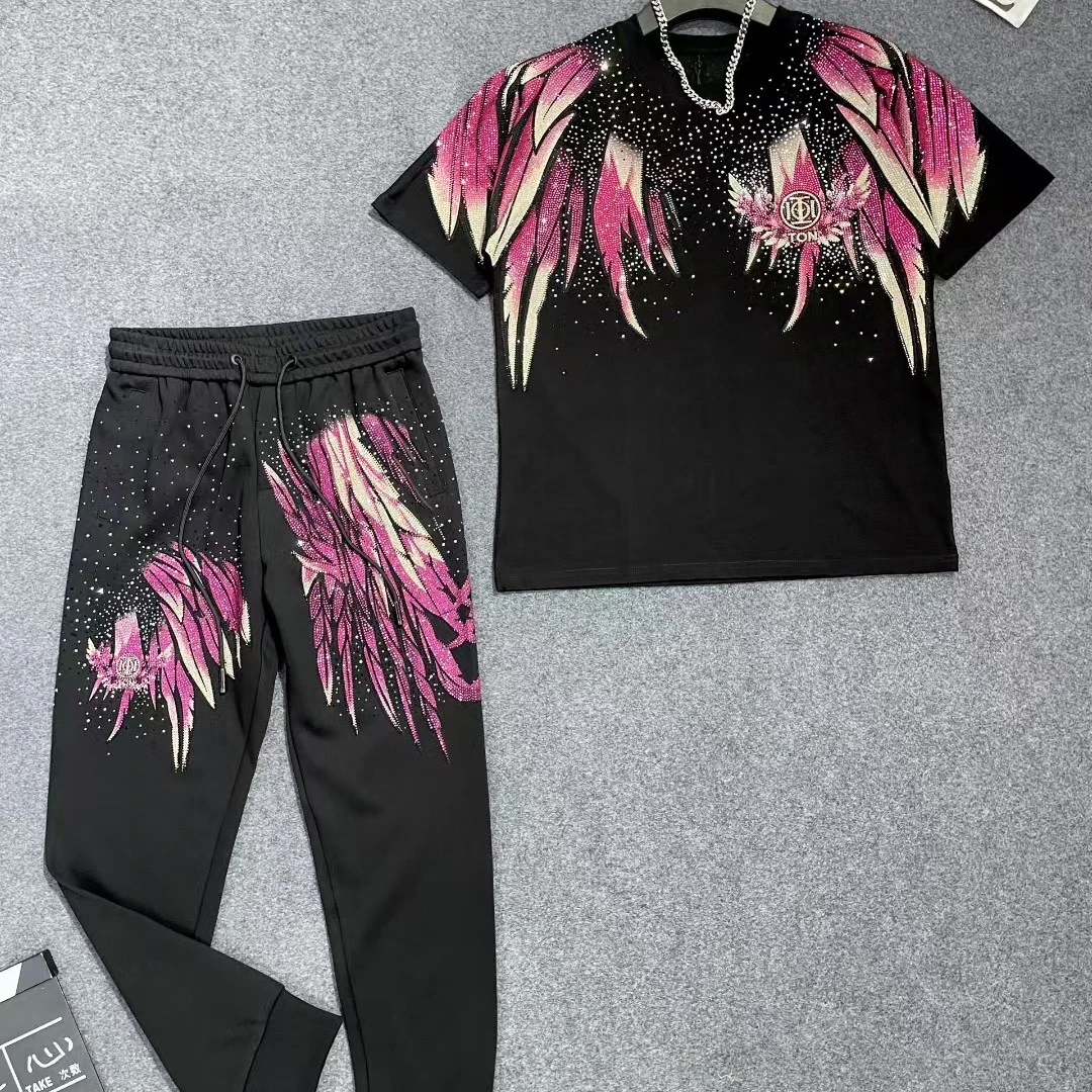 骁洋11982高端潮牌短袖t恤男士夏季新款潮流卡通烫钻半袖男款夏天